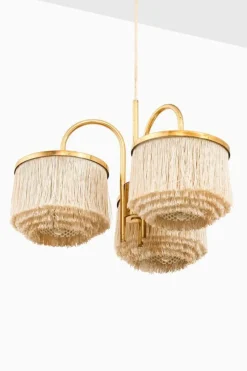 Clearance Pamono Hanging Lamp in Brass and Silk by Hans-Agne Jakobsson, 1960s