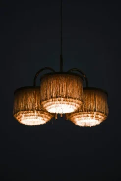 Clearance Pamono Hanging Lamp in Brass and Silk by Hans-Agne Jakobsson, 1960s