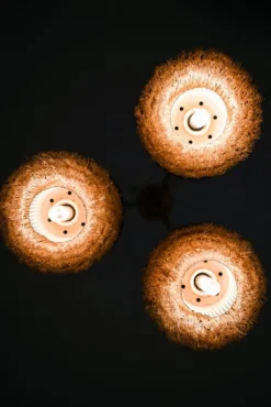 Clearance Pamono Hanging Lamp in Brass and Silk by Hans-Agne Jakobsson, 1960s