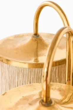 Clearance Pamono Hanging Lamp in Brass and Silk by Hans-Agne Jakobsson, 1960s