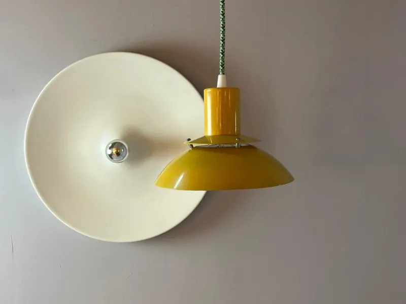 Pamono Hanging Lamp in Yellow Metal by Belid> Ceiling Lights