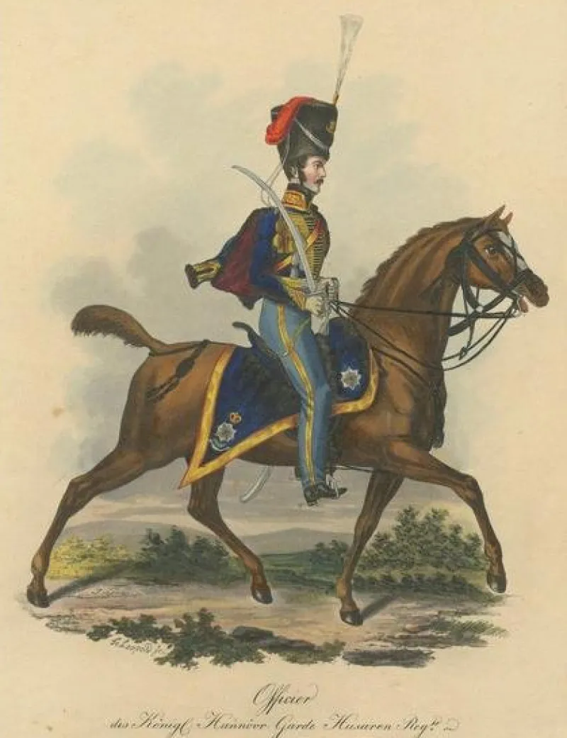 Pamono Hanoverian Guard Hussar Officer Elegance, Print> Posters