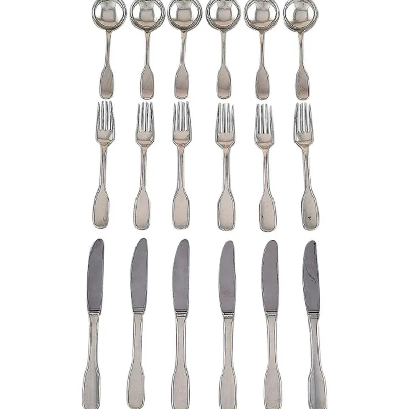 Pamono Hans Hansen Silver Cutlery Susanne in Sterling Silver, 20th Century, Set of 18> Cutlery & Serving Utensils