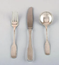 Pamono Hans Hansen Silver Cutlery Susanne in Sterling Silver, 20th Century, Set of 18> Cutlery & Serving Utensils