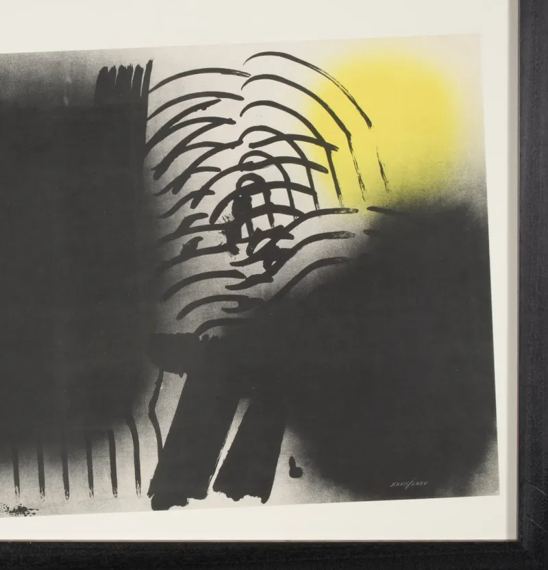 Pamono Hans Hartung, 1971, Crayon & Lithograph, Framed> Minimalist