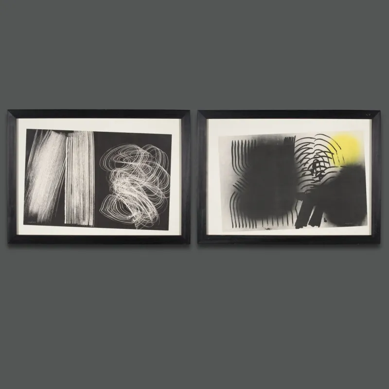 Pamono Hans Hartung, 1971, Crayon & Lithograph, Framed> Minimalist