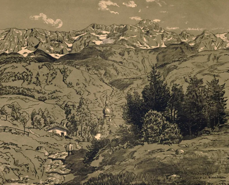 Pamono Hans Thoma, S. Anton Patenkirchen, 1895, Print> Art Nouveau