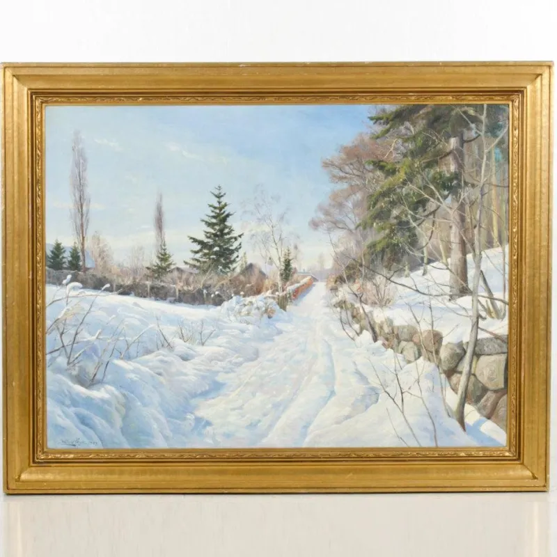 Pamono Harald Pryn, Winter Landscape, 1949, Oil on Panel, Framed> Mid-Century