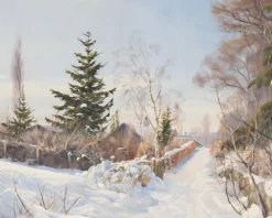 Pamono Harald Pryn, Winter Landscape, 1949, Oil on Panel, Framed> Mid-Century