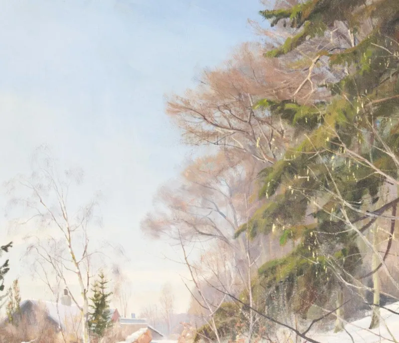 Pamono Harald Pryn, Winter Landscape, 1949, Oil on Panel, Framed> Mid-Century
