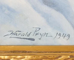 Pamono Harald Pryn, Winter Landscape, 1949, Oil on Panel, Framed><noscript><img width=