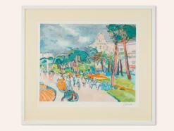 Pamono Harbor Promenade, Color Lithograph> Impressionist