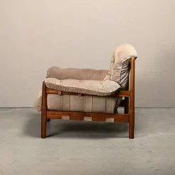 Discount Pamono Hardwood and Suede Lounge Chair in the style of Percival Lafer and Jean Gillon, 1960s