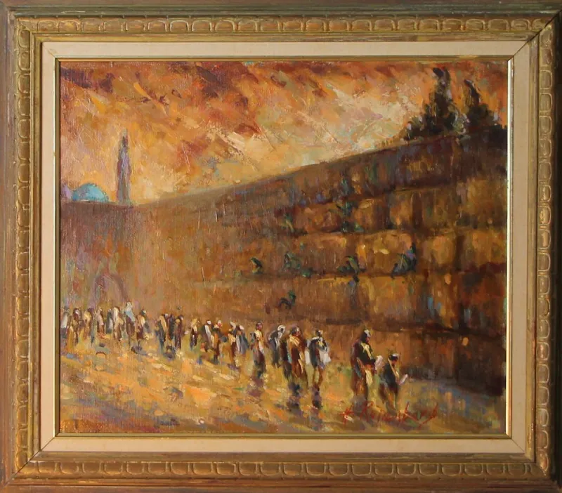 Sale Pamono Harold Rotenberg, Western Wall, 1950s, Oil on Canvas, Framed