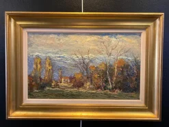 Pamono Harry Urban, Impressionist Mountain Range, Oil on Wood, 1950s> Impressionist