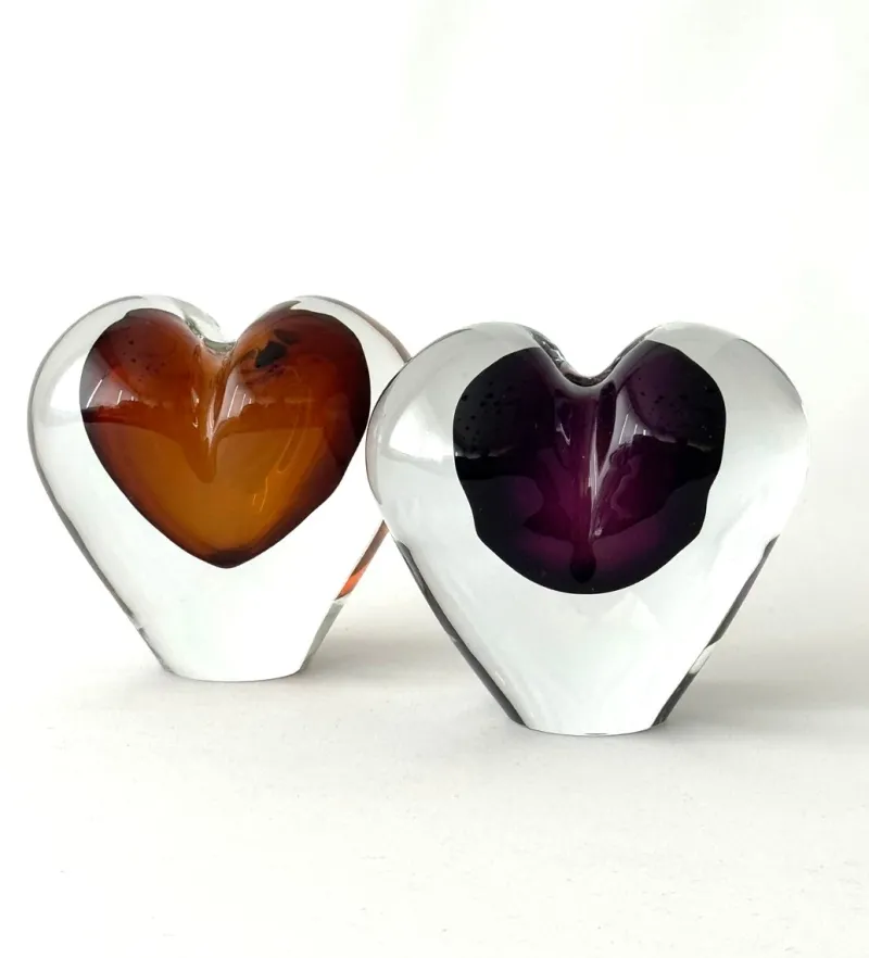 Outlet Pamono Hearts in Violet and Amber Enclosed from JS Studio, Set of 2