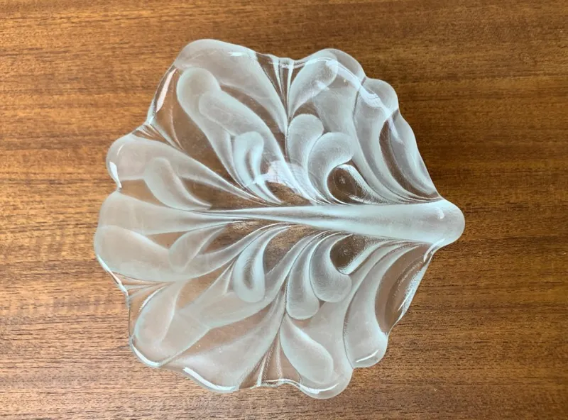 Best Pamono Heavy Vintage German Floral Glass Bowl from Walther Glas, 1970s