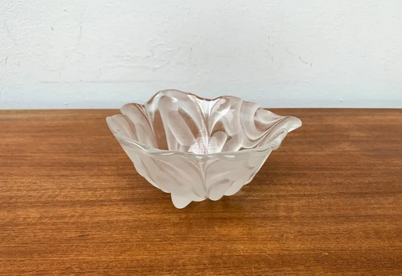 Best Pamono Heavy Vintage German Floral Glass Bowl from Walther Glas, 1970s
