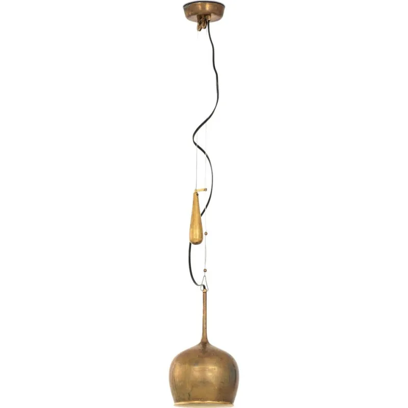Pamono Height-Adjustable Ceiling Lamp in Brass attributed to Paavo Tynell, 1950s> Ceiling Lights