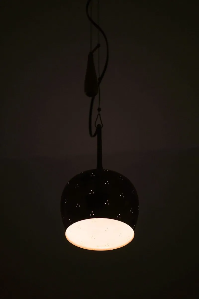 Pamono Height-Adjustable Ceiling Lamp in Brass attributed to Paavo Tynell, 1950s> Ceiling Lights