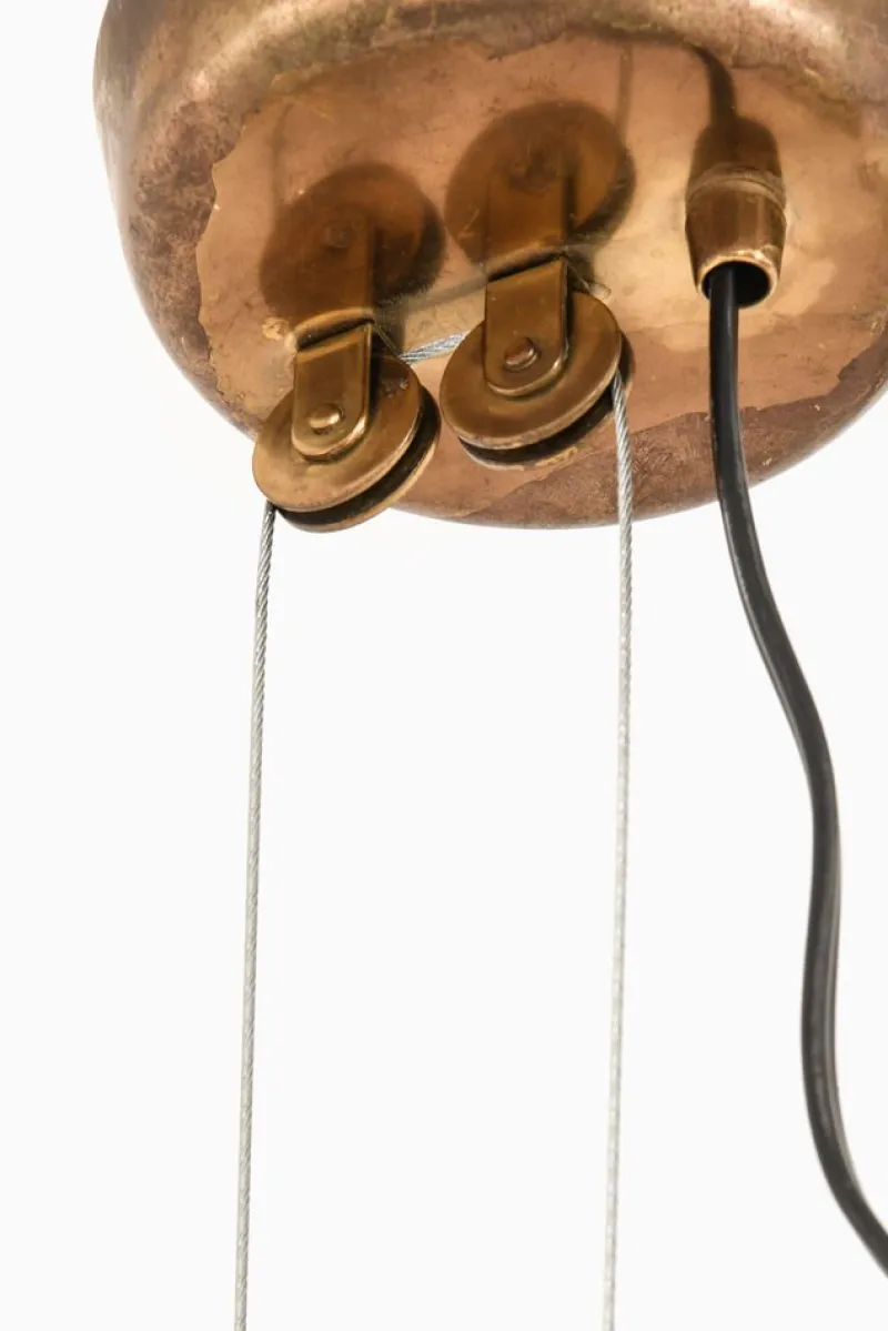 Pamono Height-Adjustable Ceiling Lamp in Brass attributed to Paavo Tynell, 1950s> Ceiling Lights
