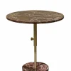 Pamono Height-Adjustable Red Marble and Brass Table, 1990s> Dining Tables & Sets