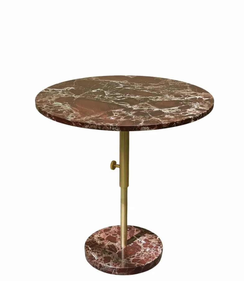 Pamono Height-Adjustable Red Marble and Brass Table, 1990s> Dining Tables & Sets