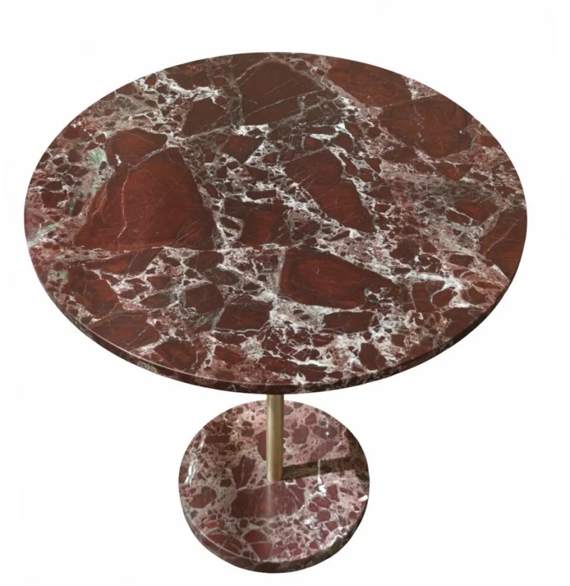 Pamono Height-Adjustable Red Marble and Brass Table, 1990s> Dining Tables & Sets