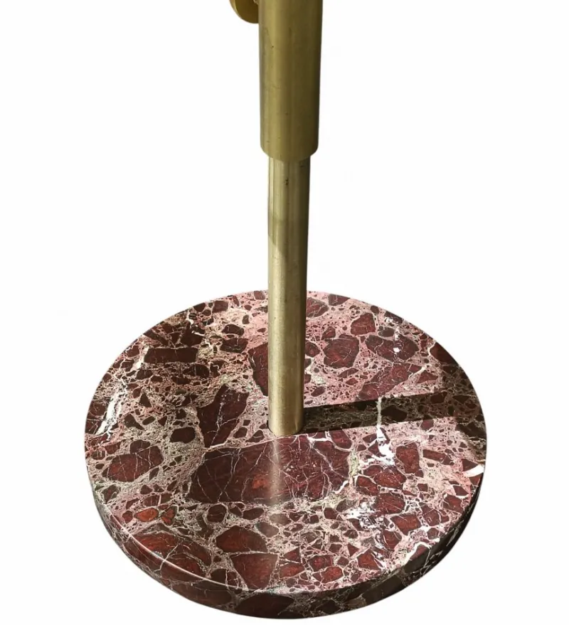 Pamono Height-Adjustable Red Marble and Brass Table, 1990s> Dining Tables & Sets