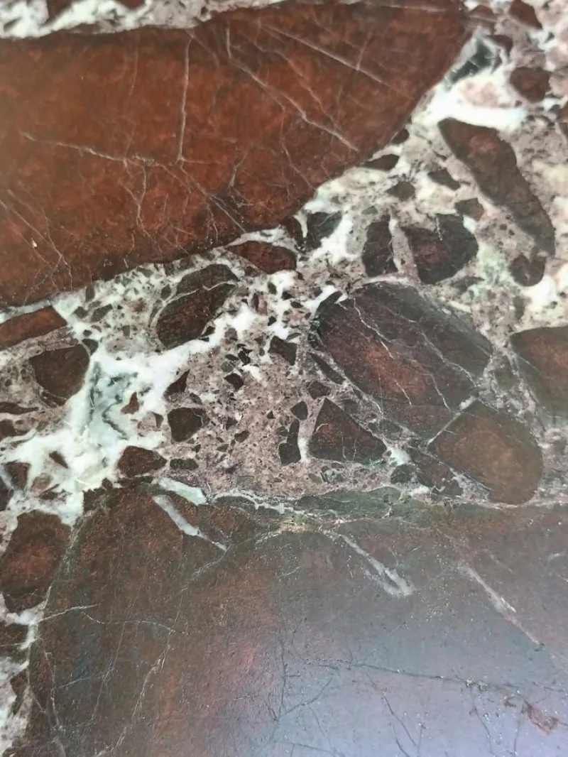 Pamono Height-Adjustable Red Marble and Brass Table, 1990s> Dining Tables & Sets