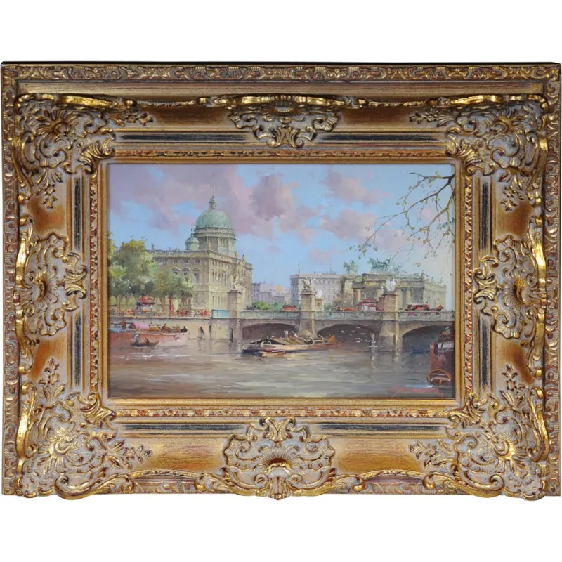 Sale Pamono Heinz Scholtz, Berlin Schlossbrücke, 20th Century, Oil on Copper