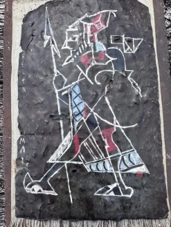 Pamono Helen Mai, The Warrior Proof, 1960s, Metal on Terracotta Plaque> Minimalist|Mid-Century