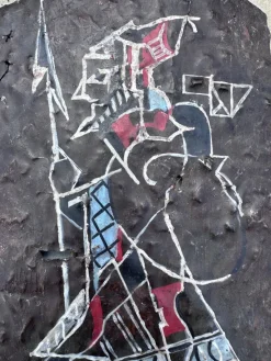Pamono Helen Mai, The Warrior Proof, 1960s, Metal on Terracotta Plaque><noscript><img width=