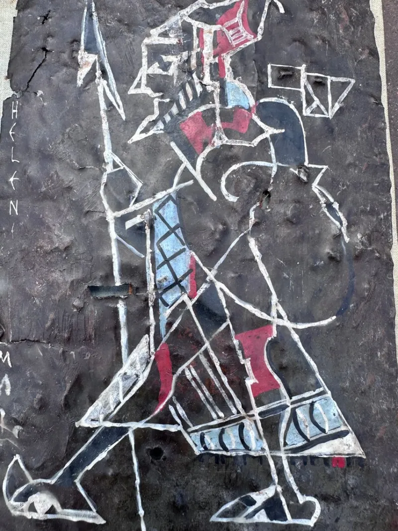Pamono Helen Mai, The Warrior Proof, 1960s, Metal on Terracotta Plaque> Minimalist|Mid-Century