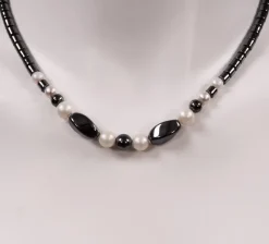 New Pamono Hematite and Quartz Necklace with Vintage Charms, 1980s