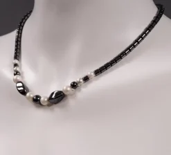 New Pamono Hematite and Quartz Necklace with Vintage Charms, 1980s