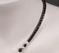 New Pamono Hematite and Quartz Necklace with Vintage Charms, 1980s