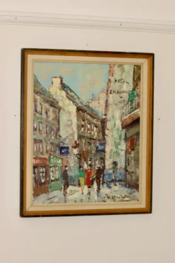 Online Pamono Hendrik Cornelis Kranenburg, Street View in Paris, 1960s, Oil on Panel, Framed