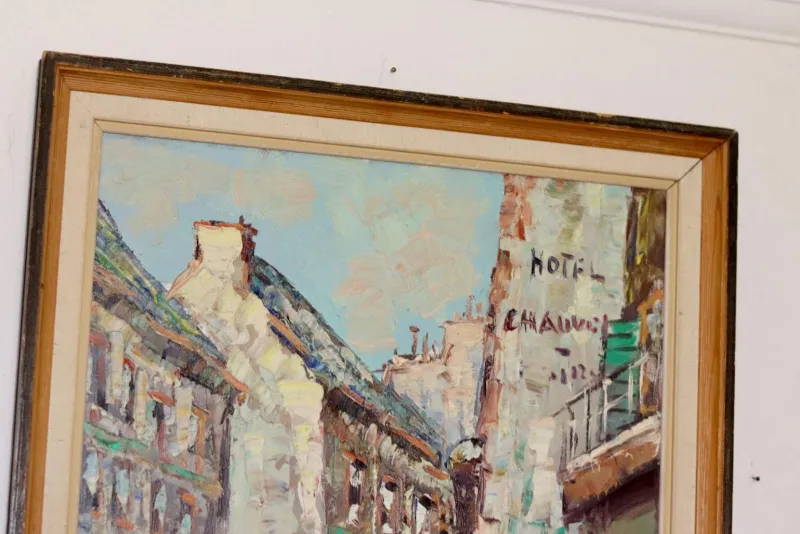 Online Pamono Hendrik Cornelis Kranenburg, Street View in Paris, 1960s, Oil on Panel, Framed