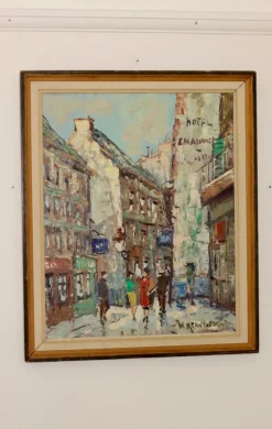 Online Pamono Hendrik Cornelis Kranenburg, Street View in Paris, 1960s, Oil on Panel, Framed