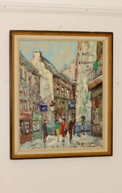 Online Pamono Hendrik Cornelis Kranenburg, Street View in Paris, 1960s, Oil on Panel, Framed