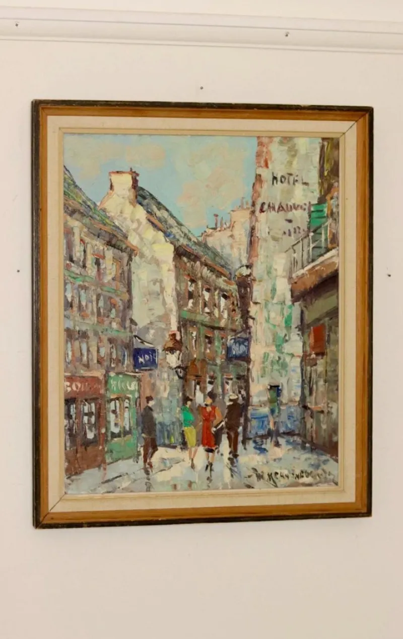 Online Pamono Hendrik Cornelis Kranenburg, Street View in Paris, 1960s, Oil on Panel, Framed