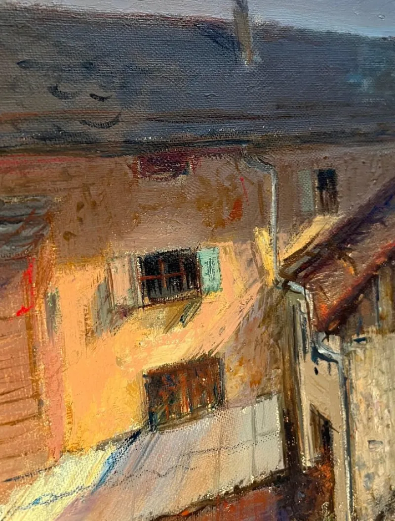 Pamono Henri Fehr, Rural Village, Oil on Canvas> Painting