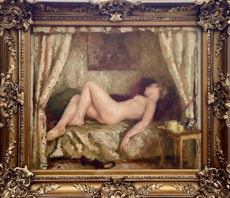 New Pamono Henri Montassier, Impressionist Nude, 1910, Oil on Panel, Framed