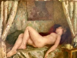 New Pamono Henri Montassier, Impressionist Nude, 1910, Oil on Panel, Framed
