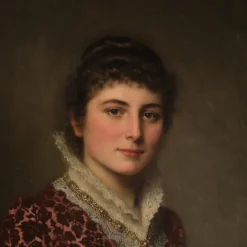 Pamono Henricus Johannes Sinkel, Dame mit Fächer, Oil on Canvas><noscript><img width=