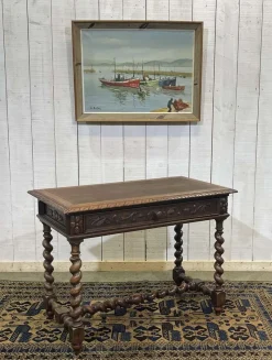 New Pamono Henry II Oak Desk, Early 20th Century