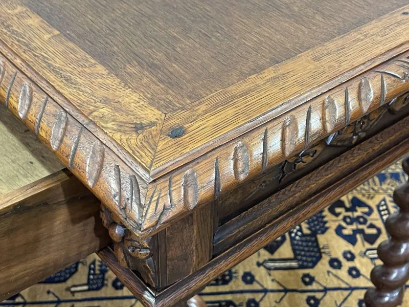 New Pamono Henry II Oak Desk, Early 20th Century