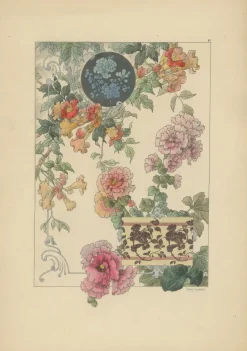 Pamono Henry Lambert, Floral Harmony, 1896, Paper, Set of 3> Art Nouveau