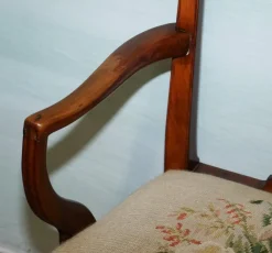 New Pamono Hepplewhite Elbow Armchair with Floral Needlepoint Cushion